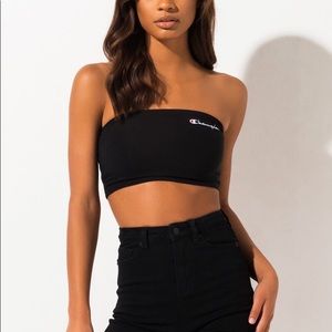 Champion Black Tube Top with Logo